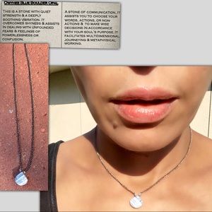Owyhee Blue Boulder Opal Healing Necklace, Silver